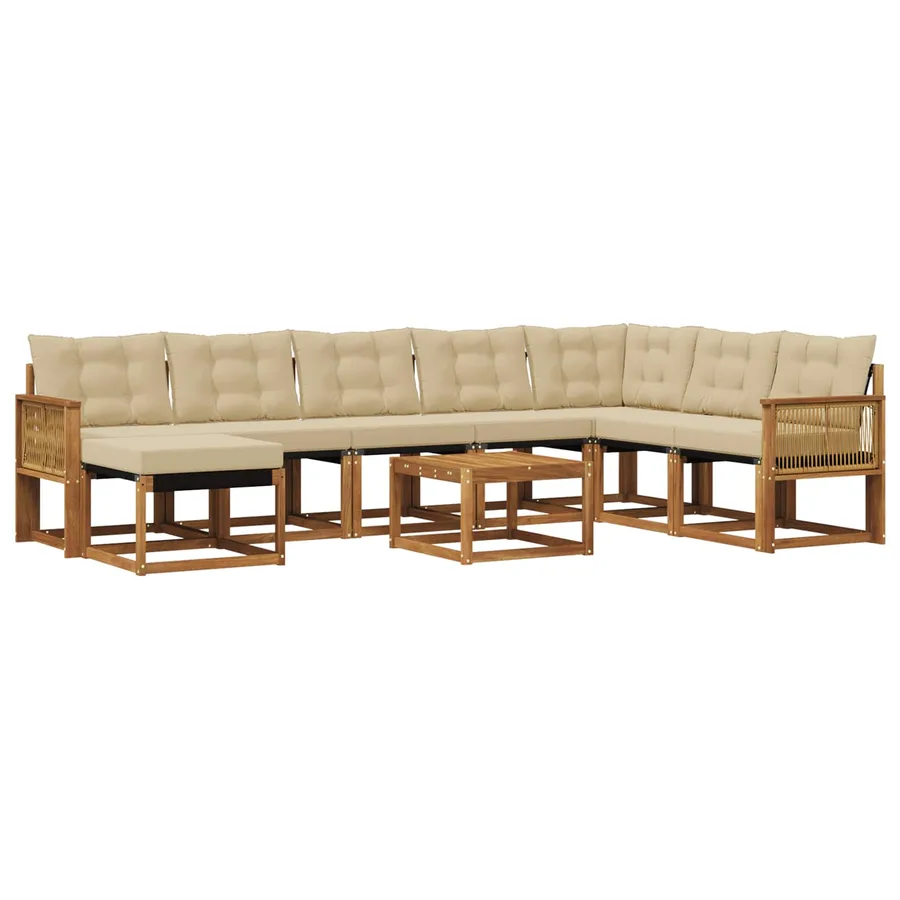 Ensemble de canapés d'extérieur 9 pcs Naturel et Beige - 2