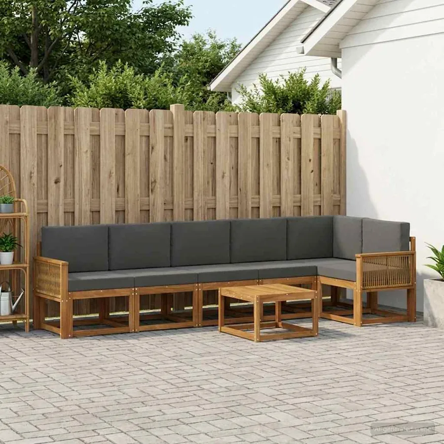 Ensemble de canapés d'extérieur 7 pcs Naturel et Anthracite