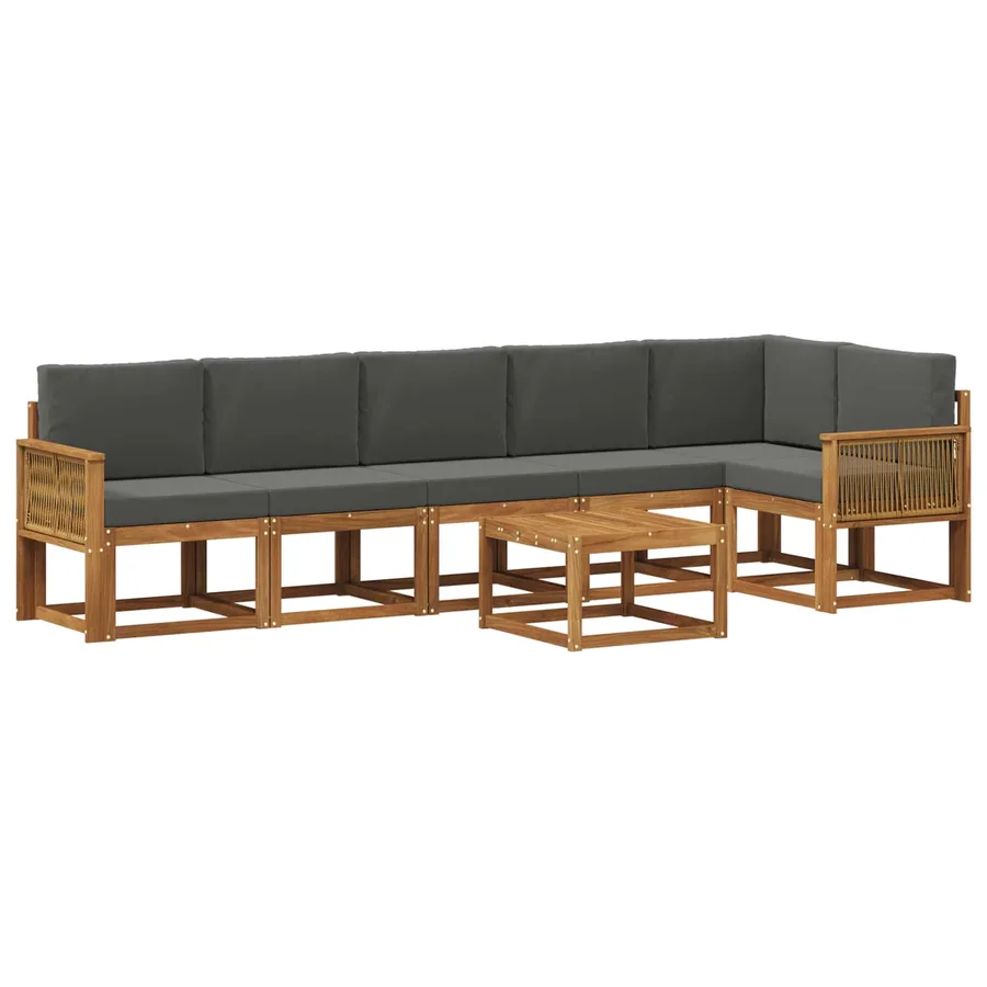 Ensemble de canapés d'extérieur 7 pcs Naturel et Anthracite - 2