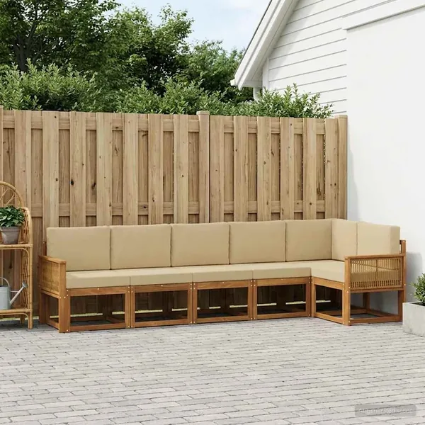 Ensemble de canapés d'extérieur 6 pcs Naturel et Beige