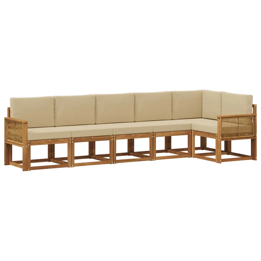 Ensemble de canapés d'extérieur 6 pcs Naturel et Beige - 2