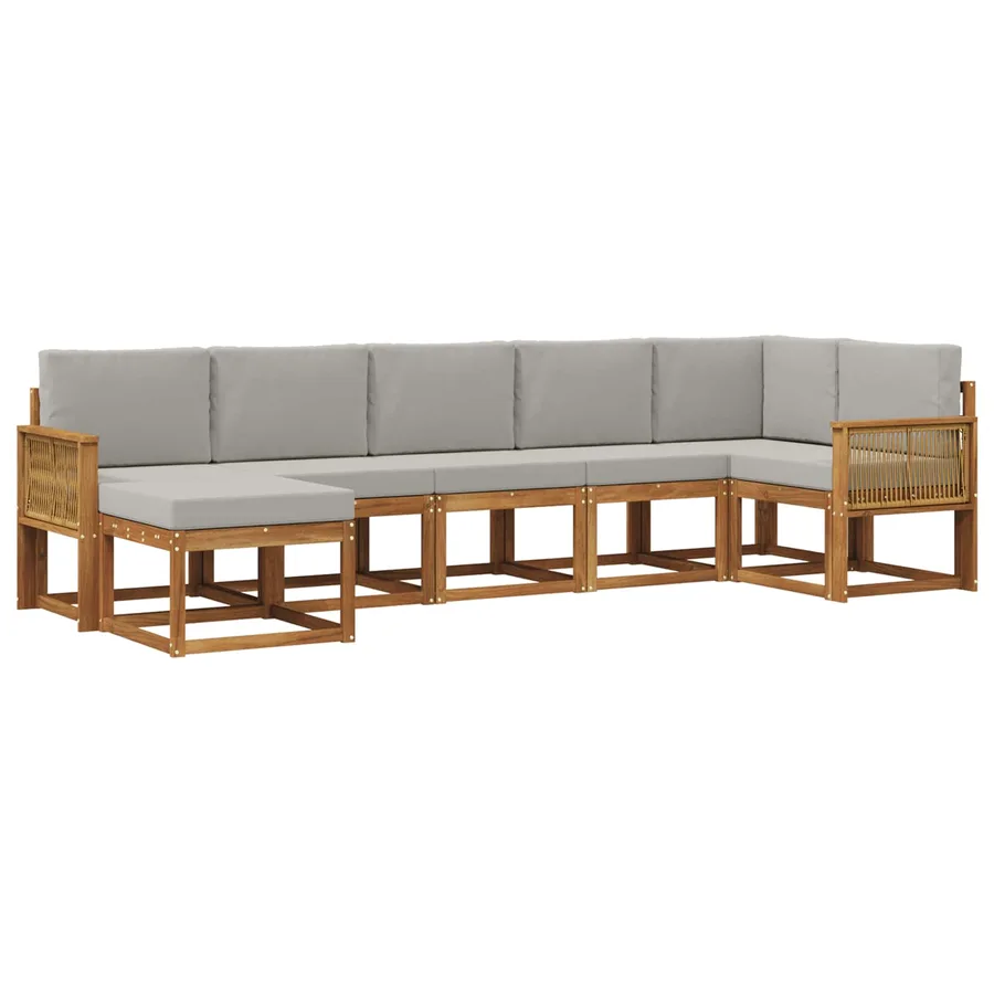 Ensemble de canapés d'extérieur 7 pcs Naturel et gris clair - 2