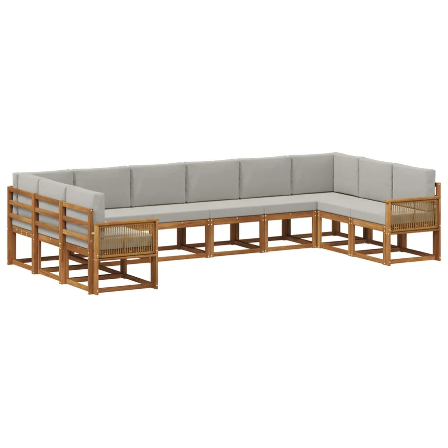 Ensemble de canapés d'extérieur 10 pcs Naturel et gris clair - 2