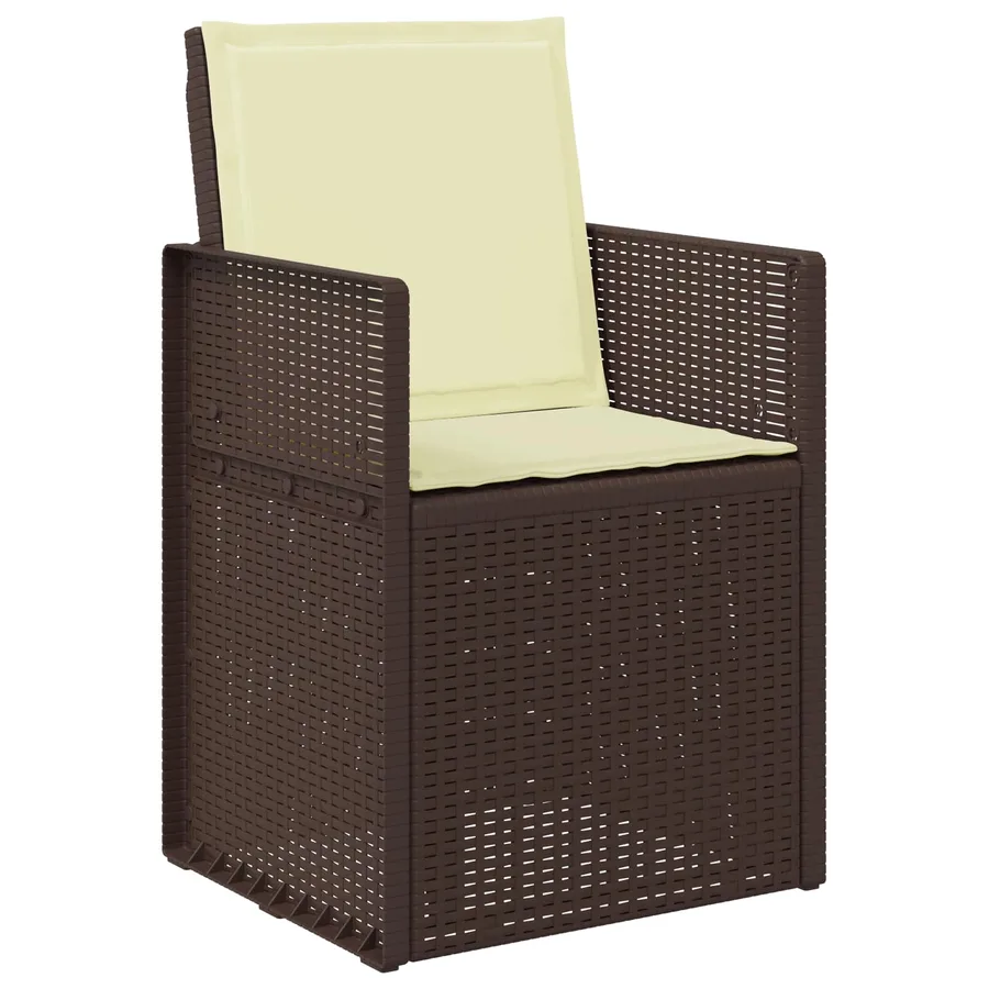 Ensemble de salle à manger pour jardin 7 pcs Marron et crème PP - 6