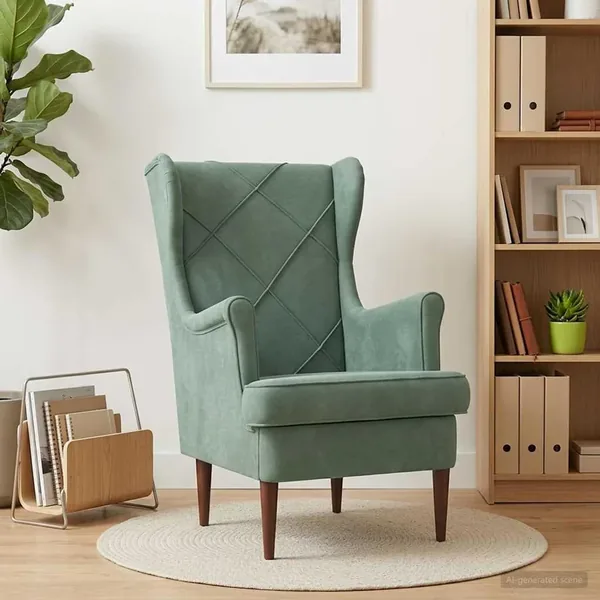 Fauteuil Vert Mer Velours