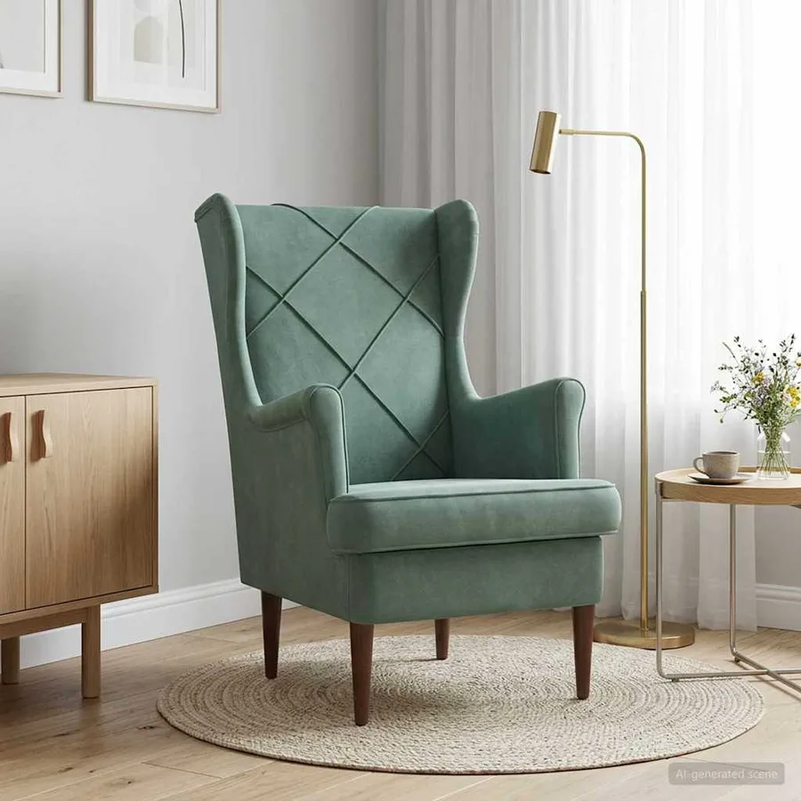 Fauteuil Vert Mer Velours - 3
