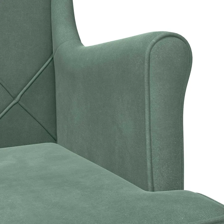 Fauteuil Vert Mer Velours - 7