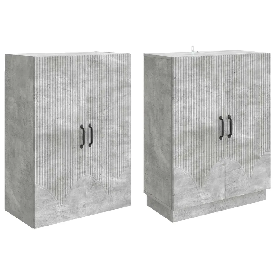 Ensemble de Meubles 2 pcs Gris béton Bois d'ingénierie - 4