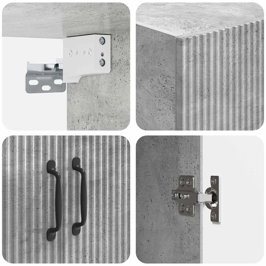 Ensemble de Meubles 2 pcs Gris béton Bois d'ingénierie - 8