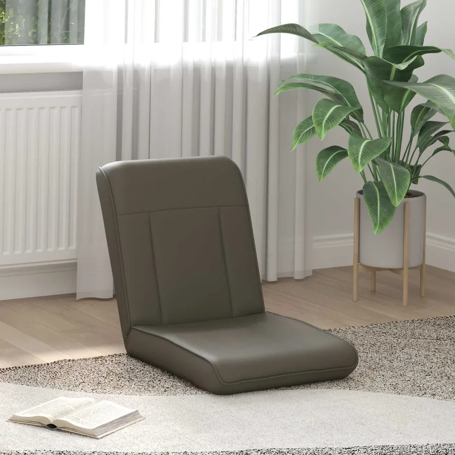 Fauteuil de sol ajustable Gris Simili cuir