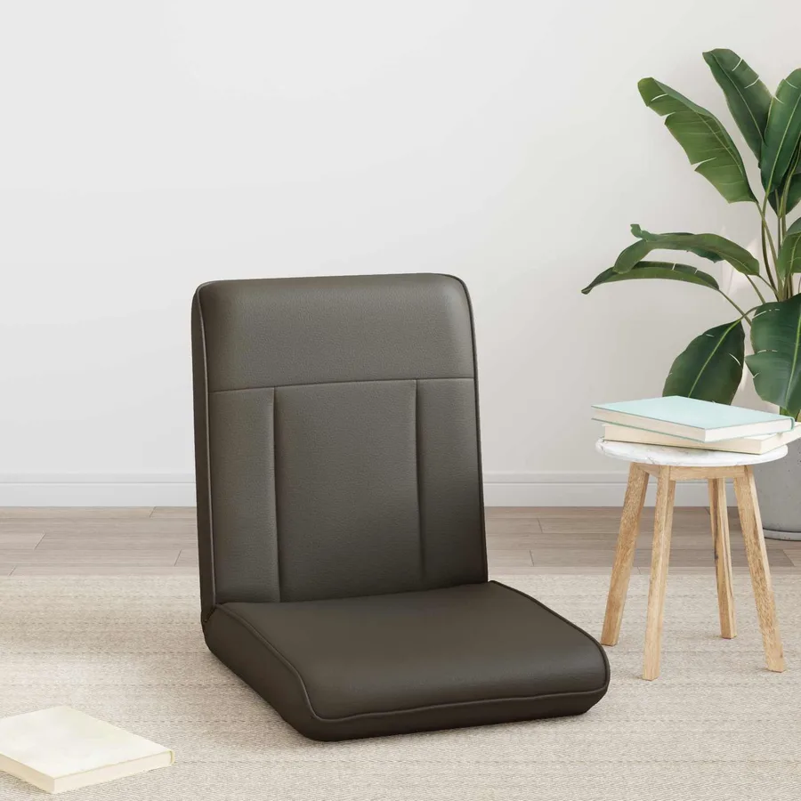 Fauteuil de sol ajustable Gris Simili cuir - 3
