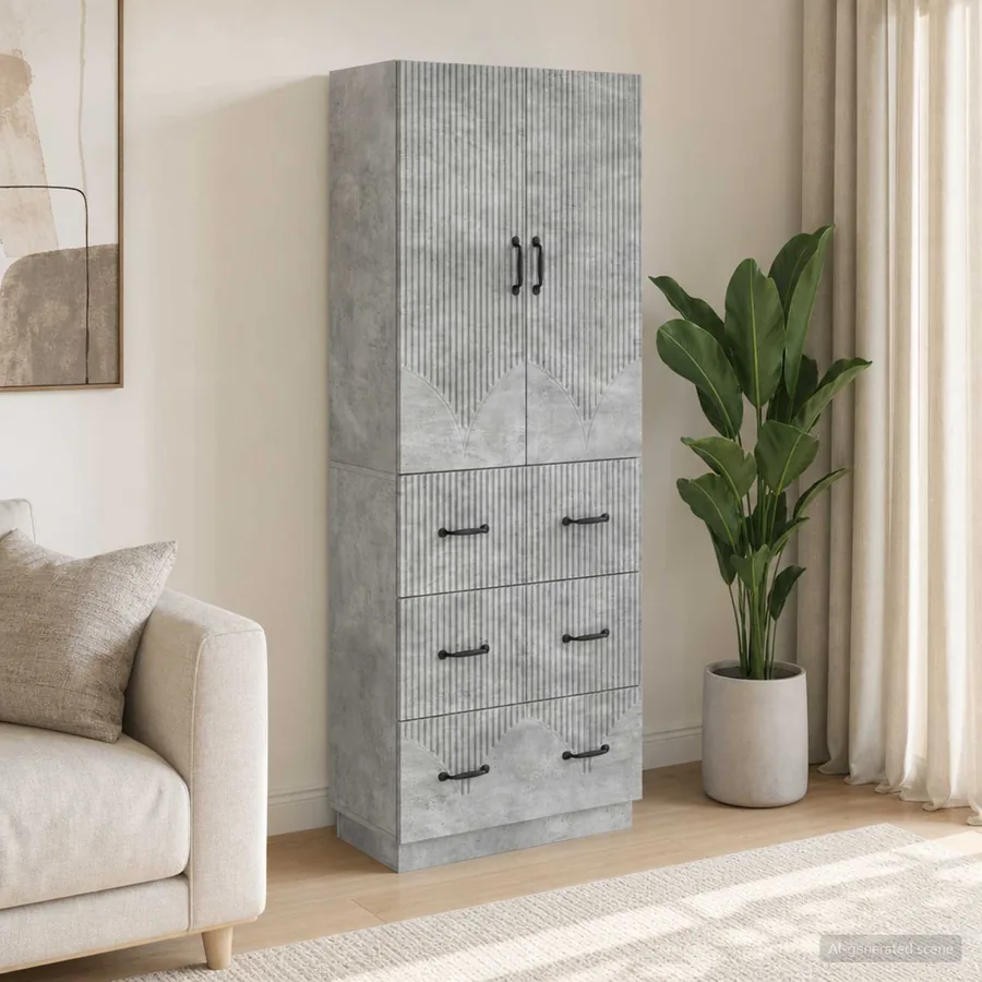 Ensemble de Meubles 2 pcs Gris béton 66 x 34,5 x 87 cm