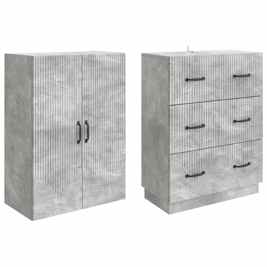Ensemble de Meubles 2 pcs Gris béton 66 x 34,5 x 87 cm - 4