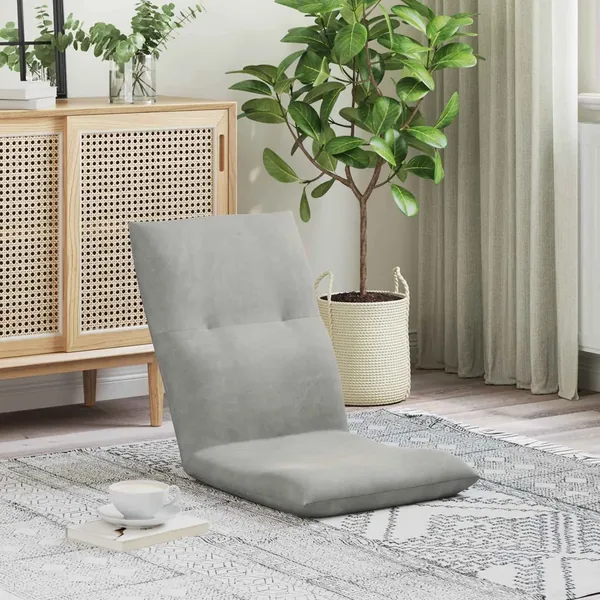 Fauteuil de sol ajustable Gris clair Velours