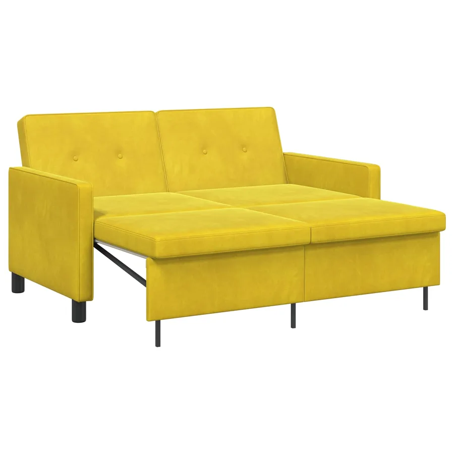 Canapé-Lit Jaune Tissu - 2