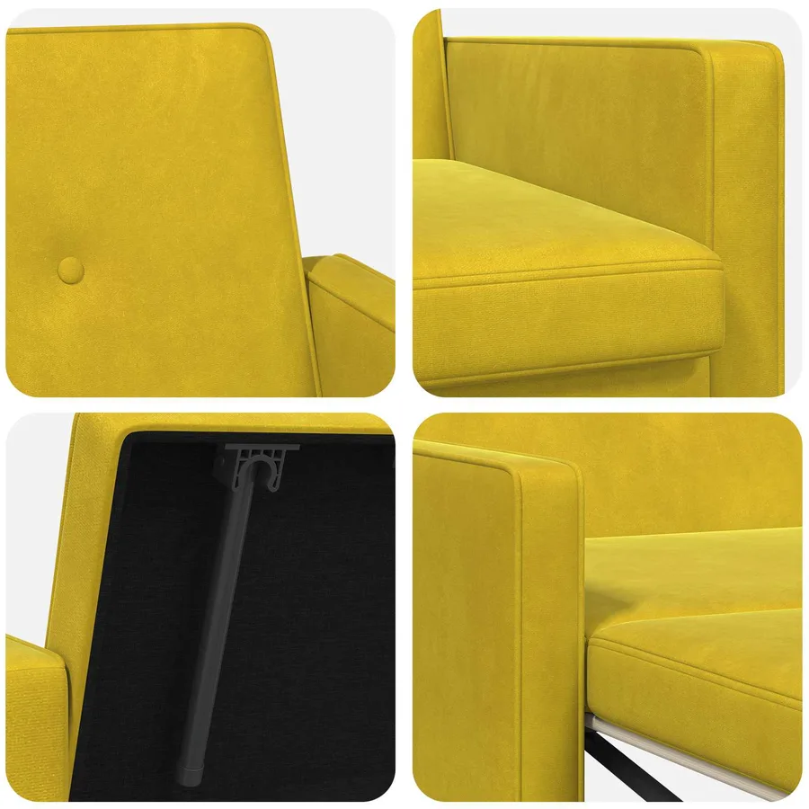 Canapé-Lit Jaune Tissu - 8