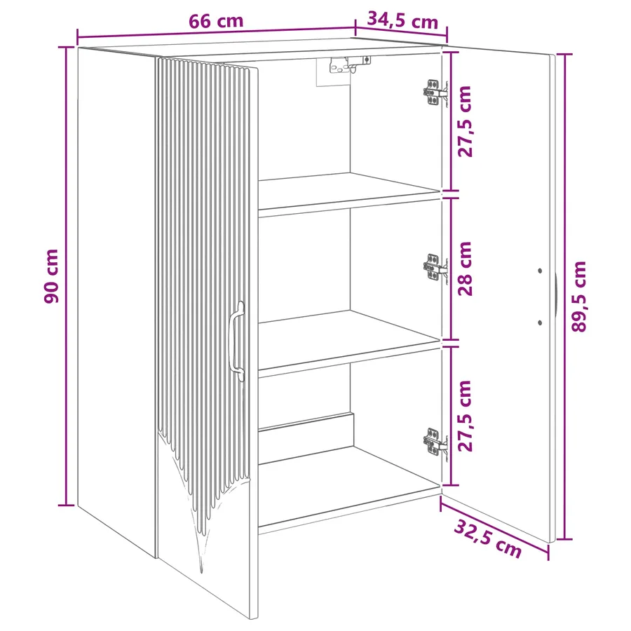 Armoire Murale 66 x 34,5 x 90 cm Bois d'ingénierie - 9