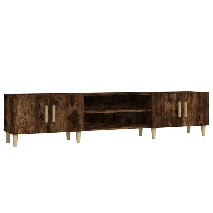 Meuble TV chêne fumé 180x31,5x40 cm bois d'ingénierie - 2