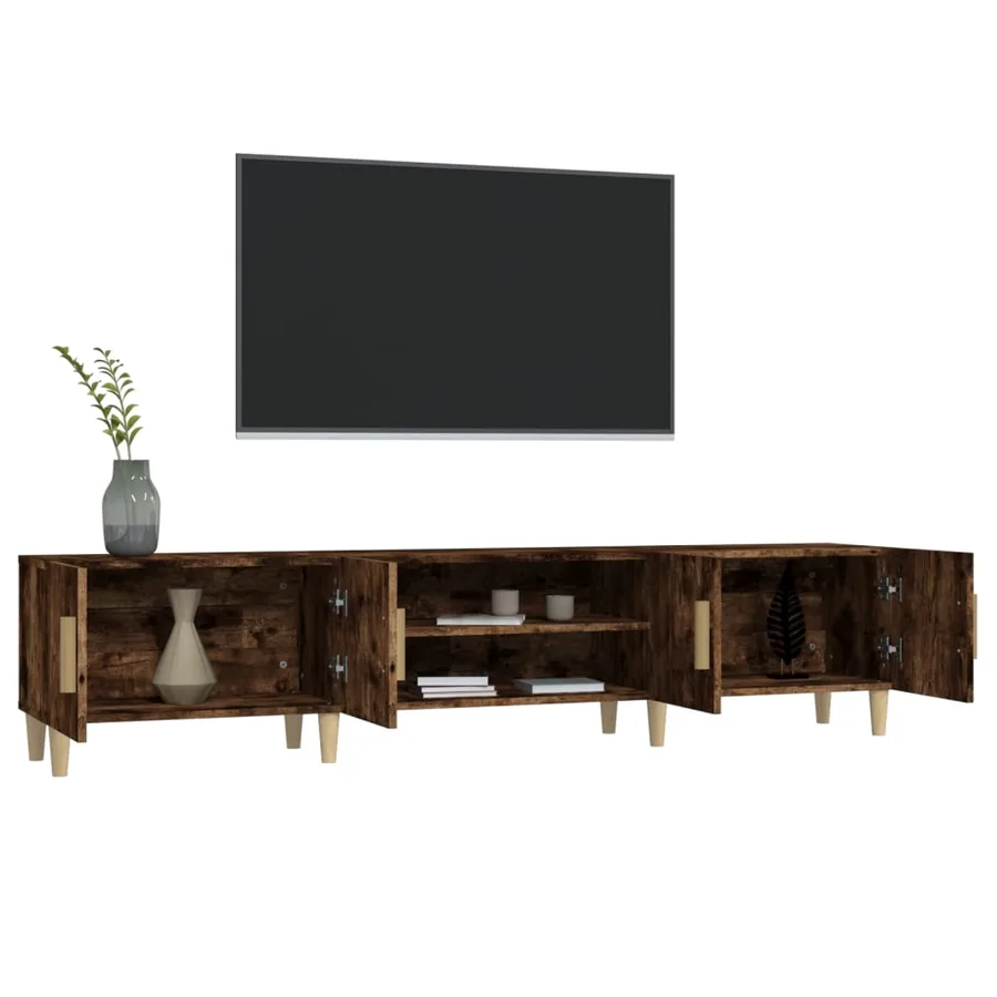 Meuble TV chêne fumé 180x31,5x40 cm bois d'ingénierie - 5