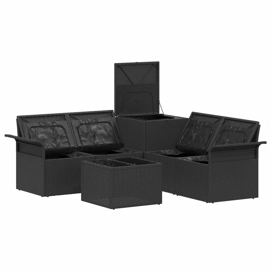 Ensemble de Canapés 6 pcs 4-Nombre de places Noir - 7