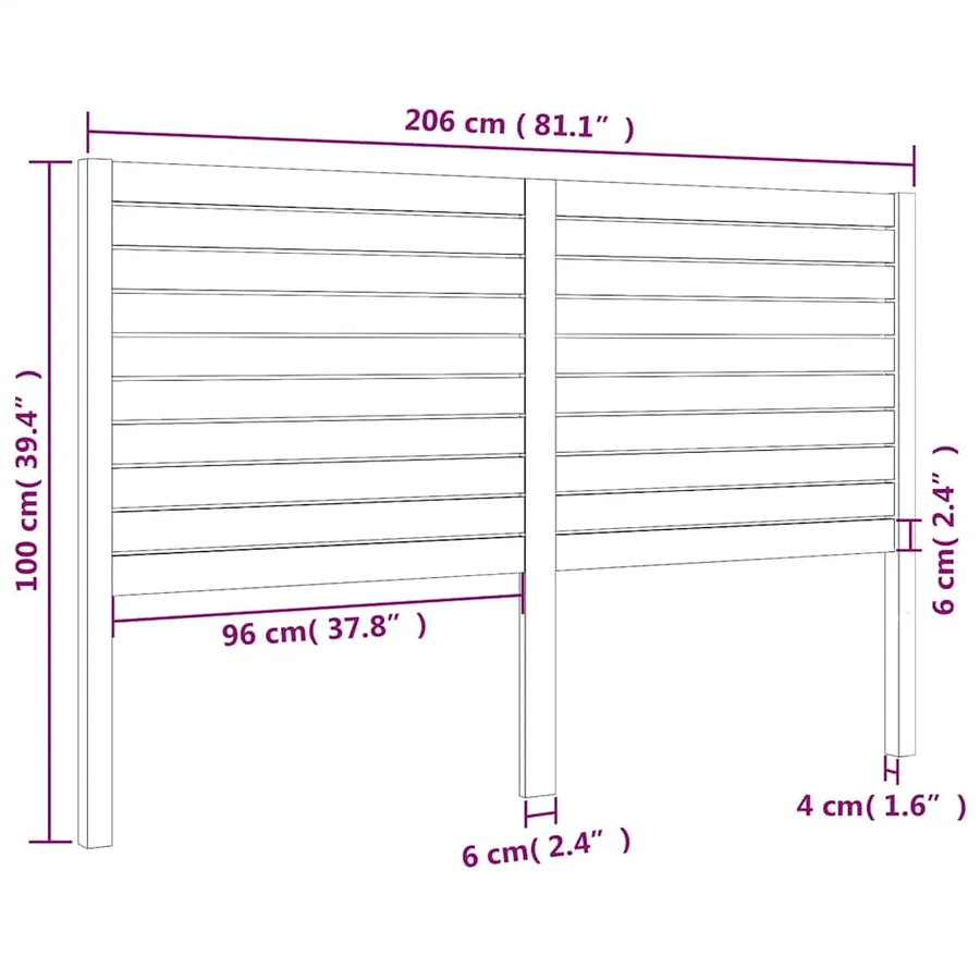 Tête de lit 206x4x100 cm Bois massif de pin - 6