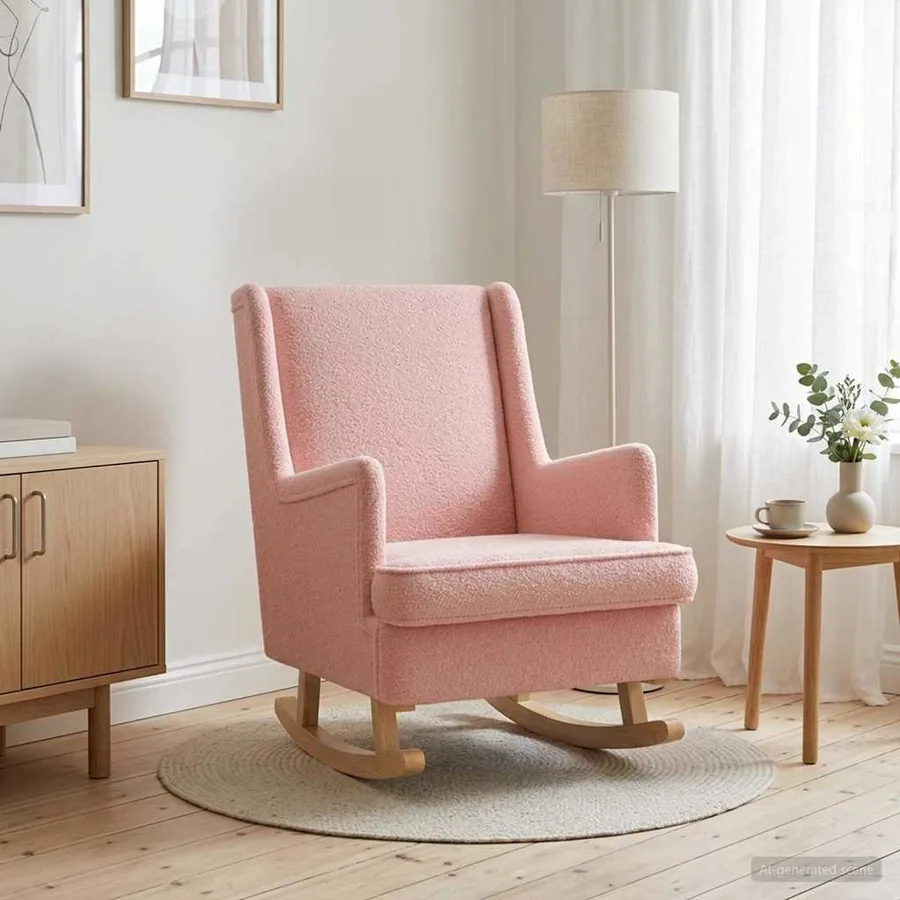 Chaise à bascule Rose 62 x 80 x 85 cm Bouclé - 3