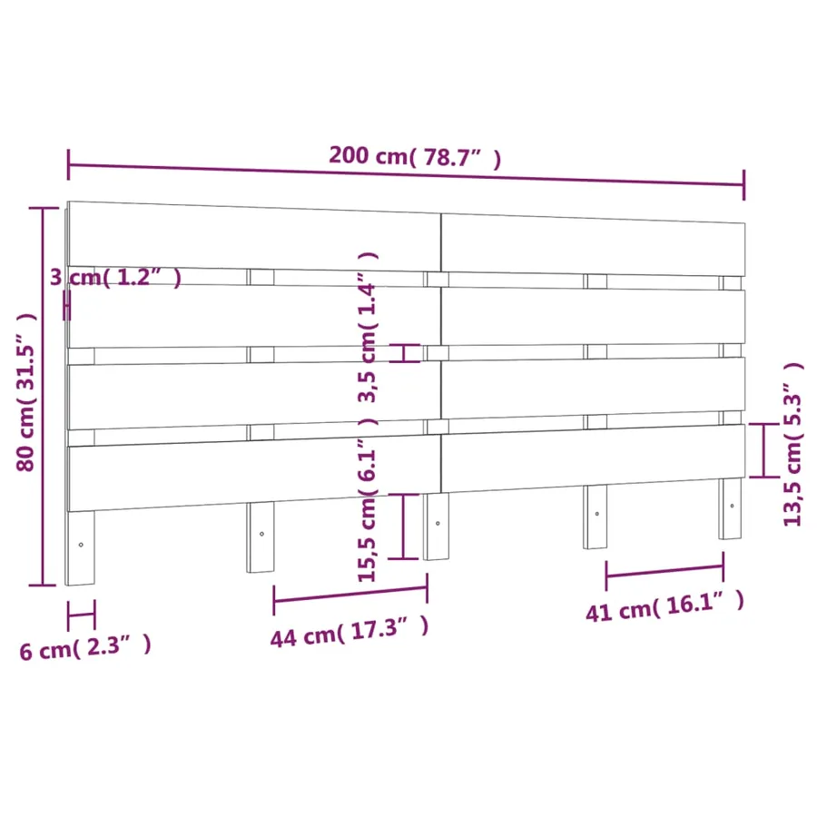 Tête de lit 200x3x80 cm Bois massif de pin - 6