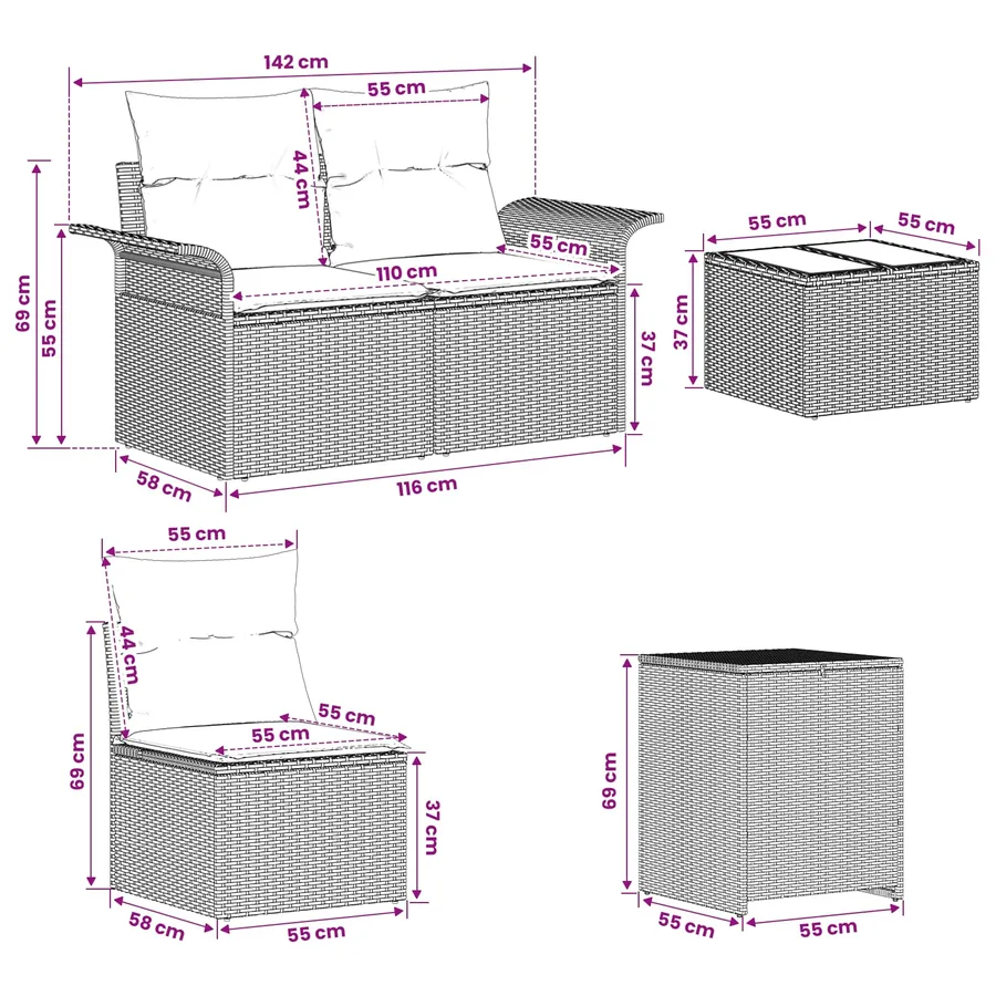 Ensemble de Canapés 6 pcs 4-Nombre de places - 13