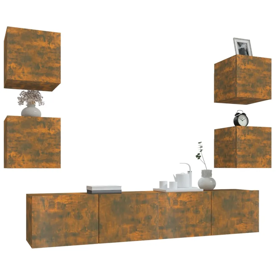 Ensemble de meubles TV 6 pcs Chêne fumé Bois d'ingénierie - 4