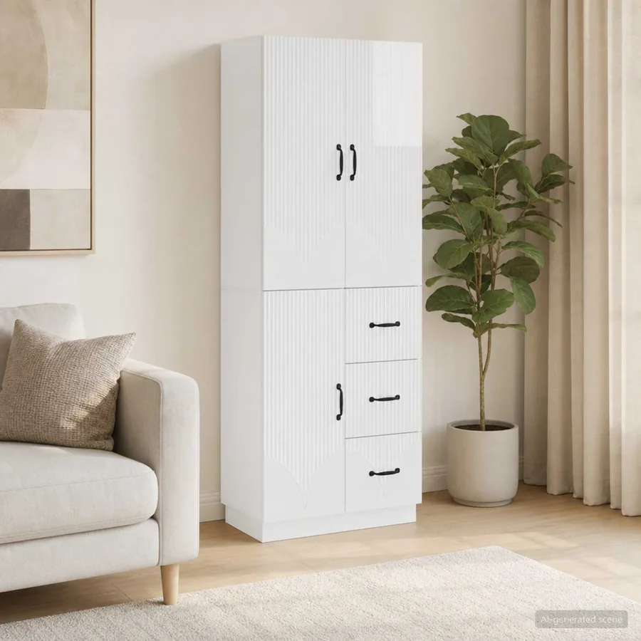 Ensemble de Meubles 2 pcs Blanc brillant Bois d'ingénierie