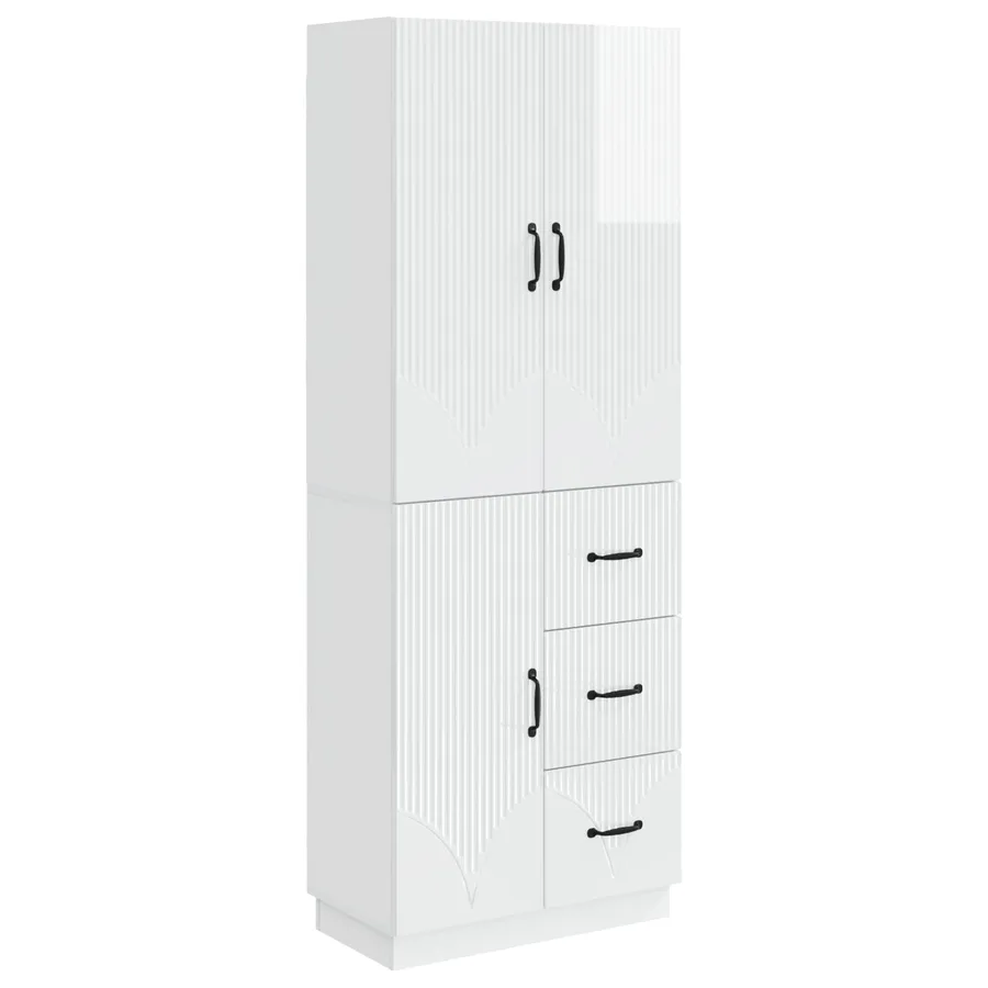 Ensemble de Meubles 2 pcs Blanc brillant Bois d'ingénierie - 2