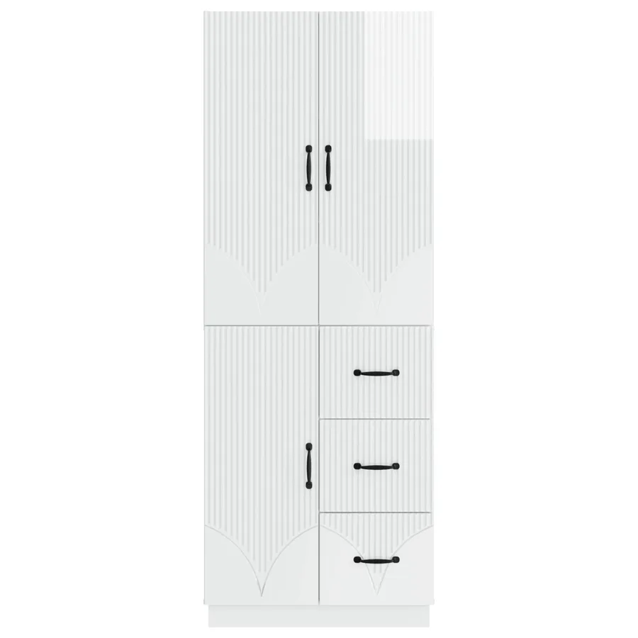 Ensemble de Meubles 2 pcs Blanc brillant Bois d'ingénierie - 5