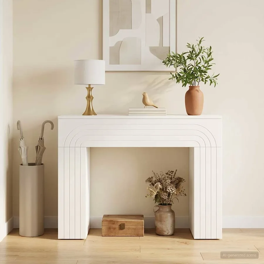 Table basse Blanc 102 x 35 x 75 cm Bois d'ingénierie - 4