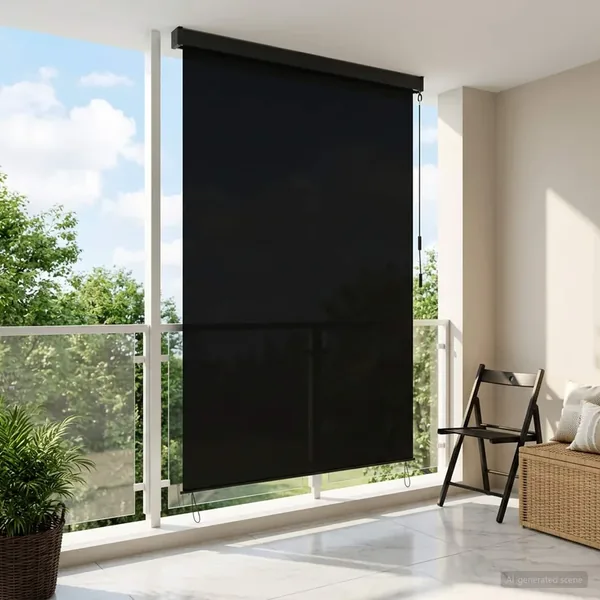 Store enrouleur Noir 120 x 250 cm Tissu et Aluminium