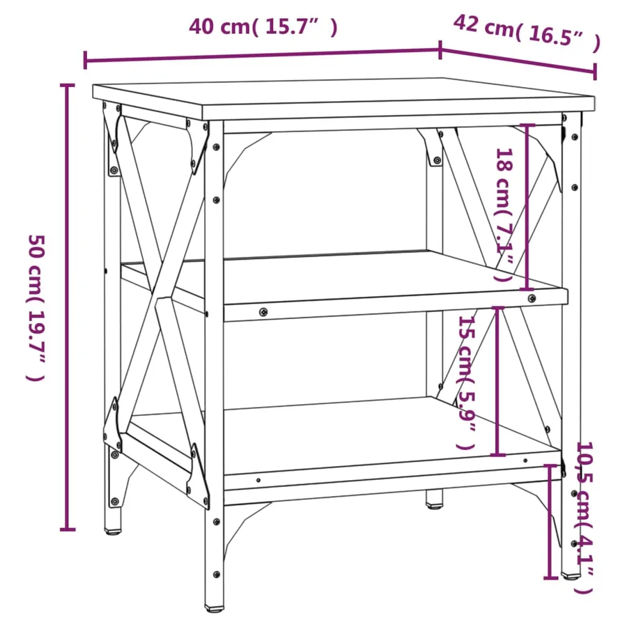Table d'appoint Sonoma gris 40x42x50 cm Bois d'ingénierie - 9