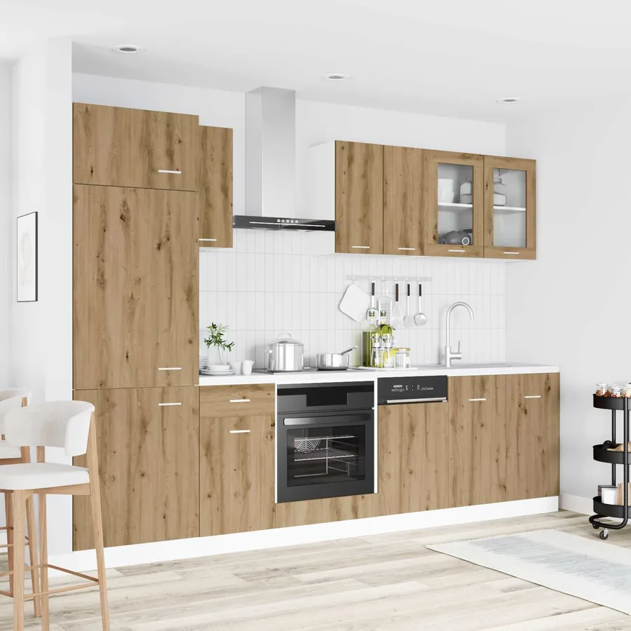 Unité de cuisine Lyon 8 pcs Chêne artisanal Bois d'ingénierie