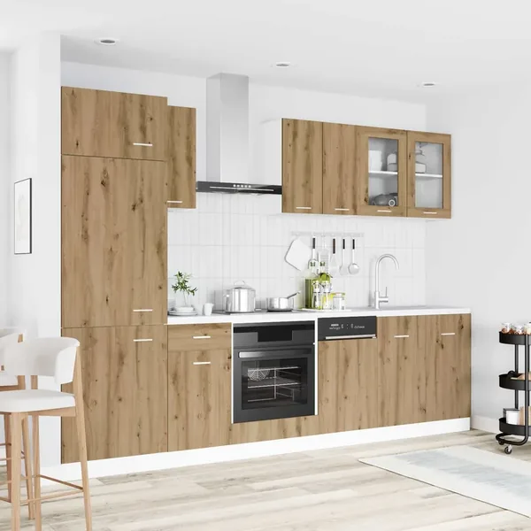 Unité de cuisine Lyon 8 pcs Chêne artisanal Bois d'ingénierie