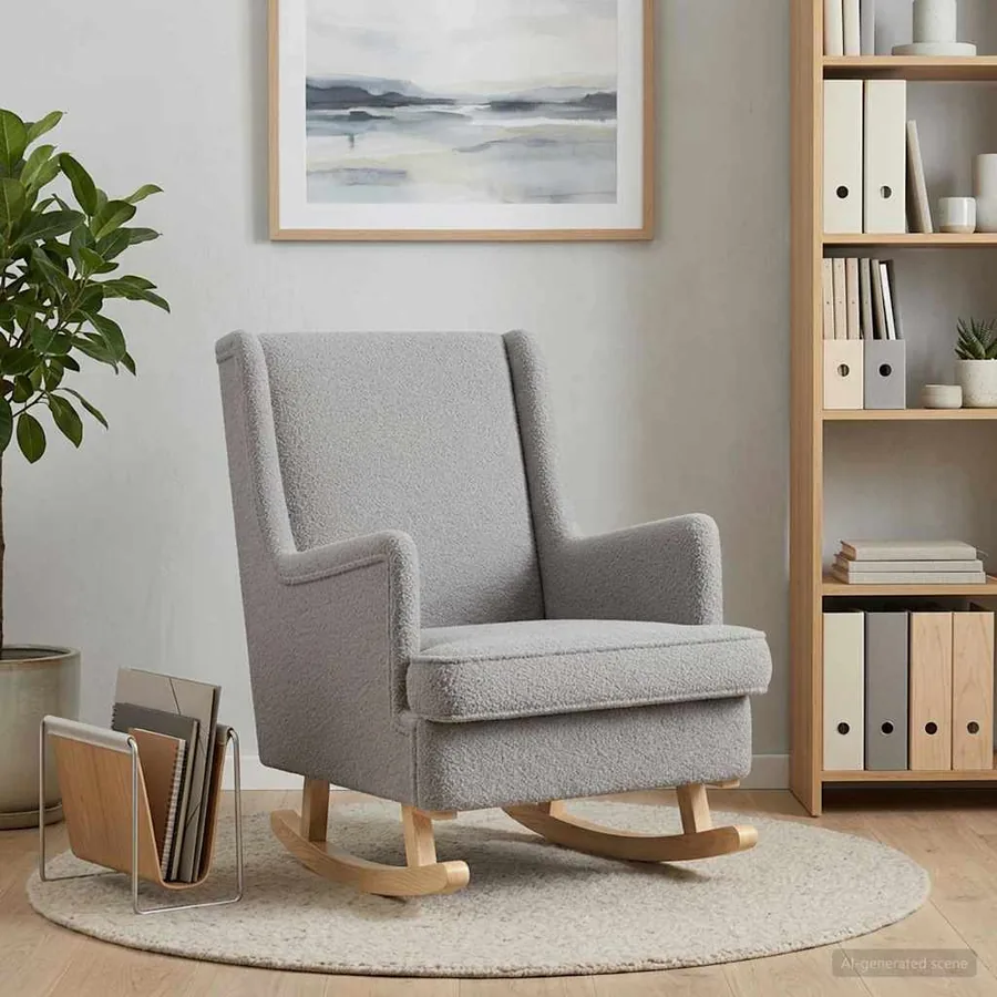 Chaise à bascule Gris clair 62 x 80 x 85 cm Bouclé