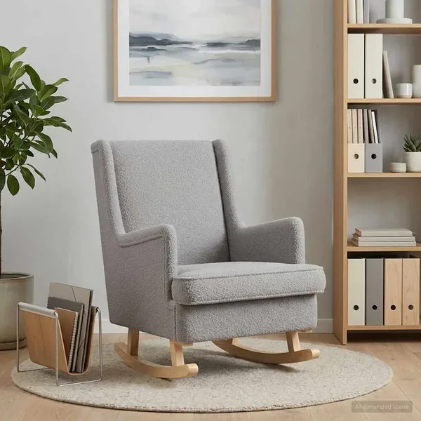 Chaise à bascule Gris clair 62 x 80 x 85 cm Bouclé
