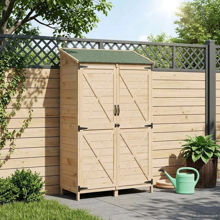 Abri de jardin Naturel 106 x 56 x 176,5 cm Bois de Sapin Massif - 3