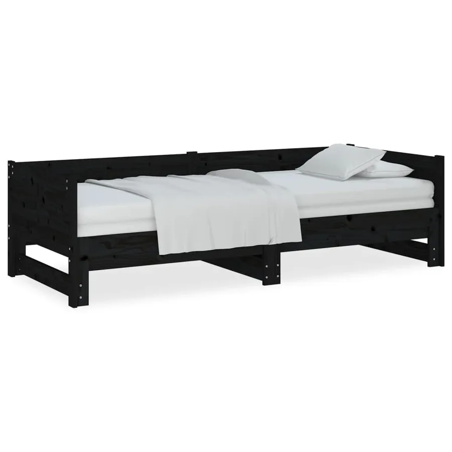 Lit coulissant sans matelas noir 2x(90x200) cm - 2