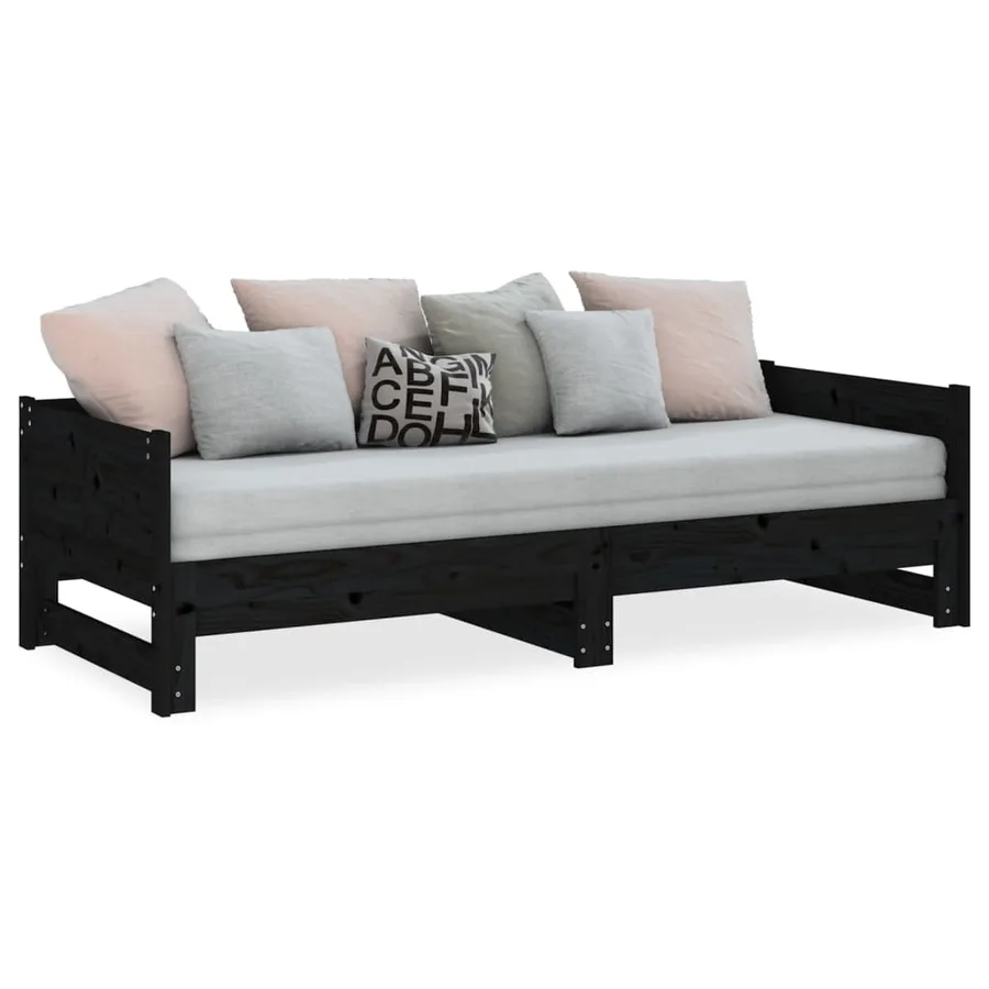 Lit coulissant sans matelas noir 2x(90x200) cm - 3