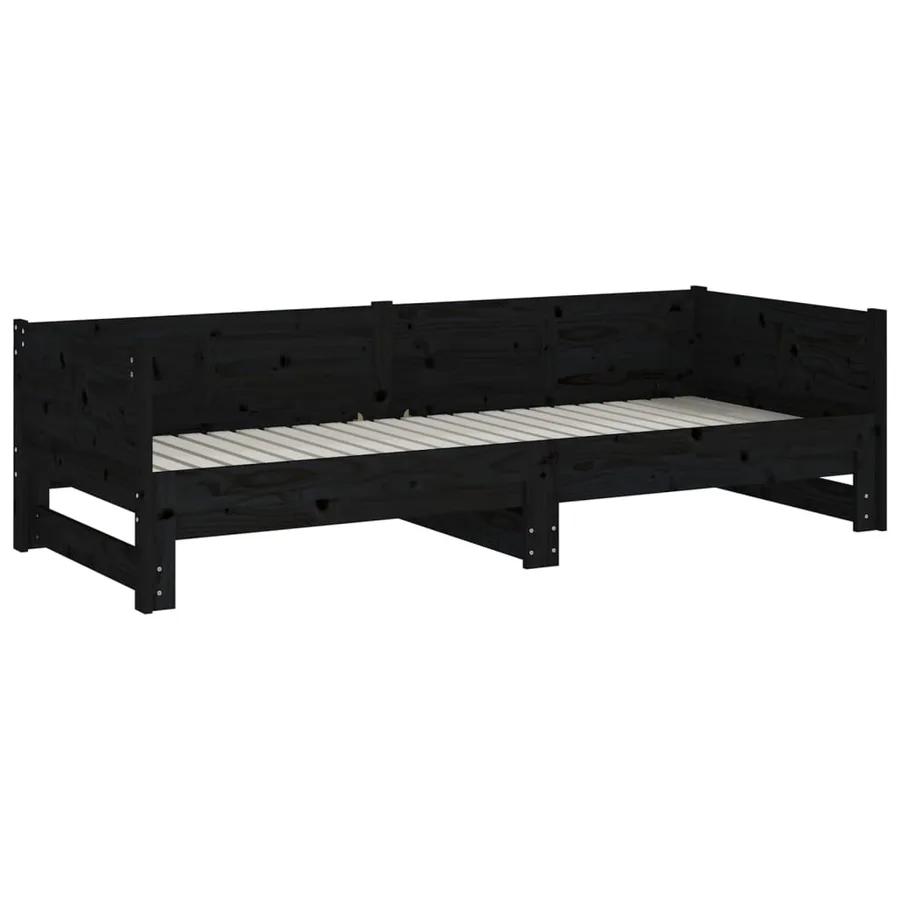 Lit coulissant sans matelas noir 2x(90x200) cm - 6