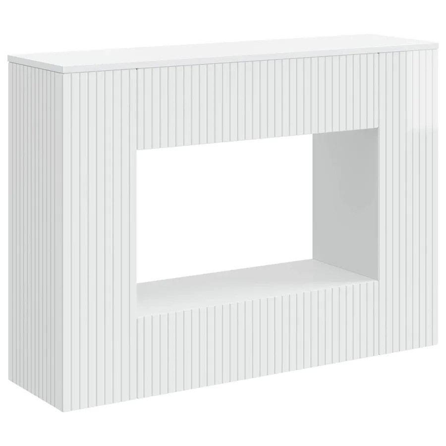 Table console Blanc Brillant 101 x 29 x 74 cm Bois d’ingénierie - 2