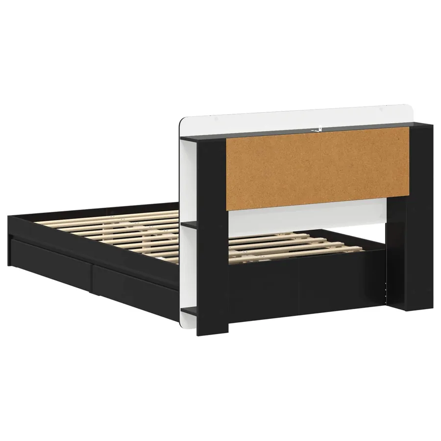 Cadre de lit avec rangement Noir 120 x 190 cm Bois d'ingénierie - 6