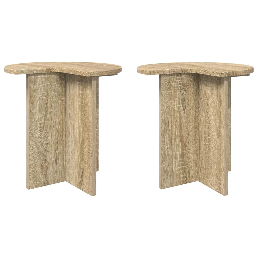 Table d'appoint avec stockage 2 pcs Chêne Sonoma Ø 39 x 38 cm - 2