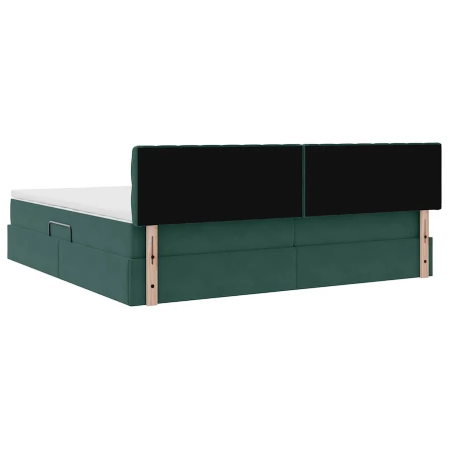 Lit de Rangement Vert foncé 200 x 200 cm Velours - 11