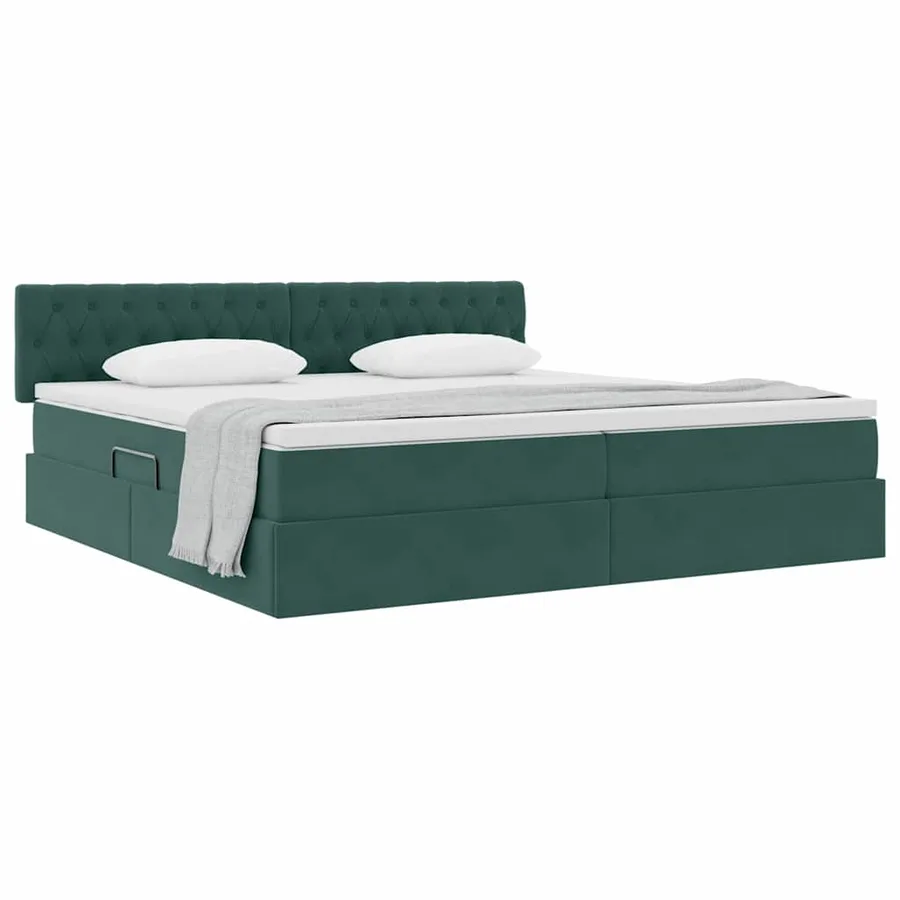 Lit de Rangement Vert foncé 200 x 200 cm Velours - 3