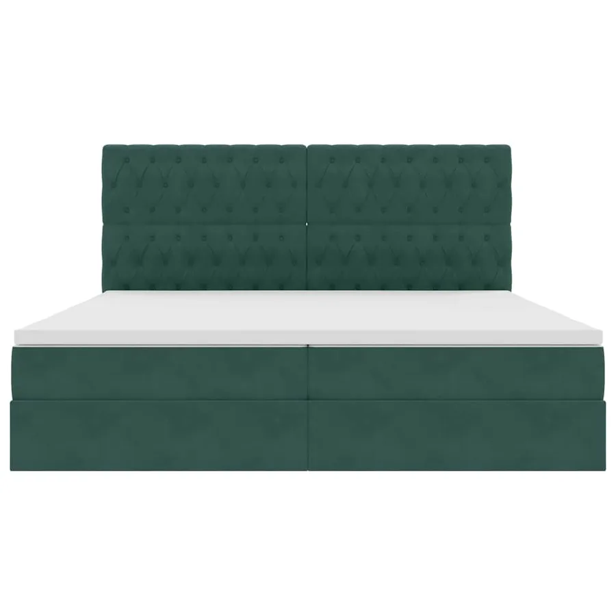 Lit avec rangement et matelas Vert foncé 200 x 200 cm Velours - 7