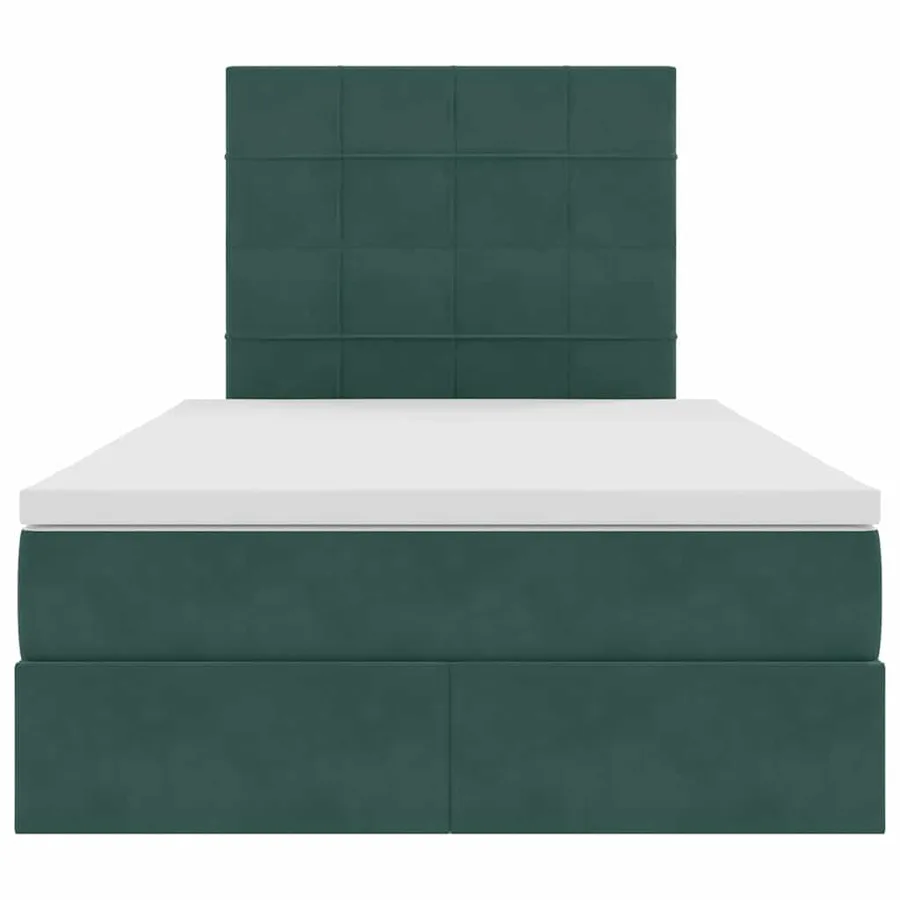Lit avec rangement et matelas Vert foncé 120 x 190 cm Velours - 7